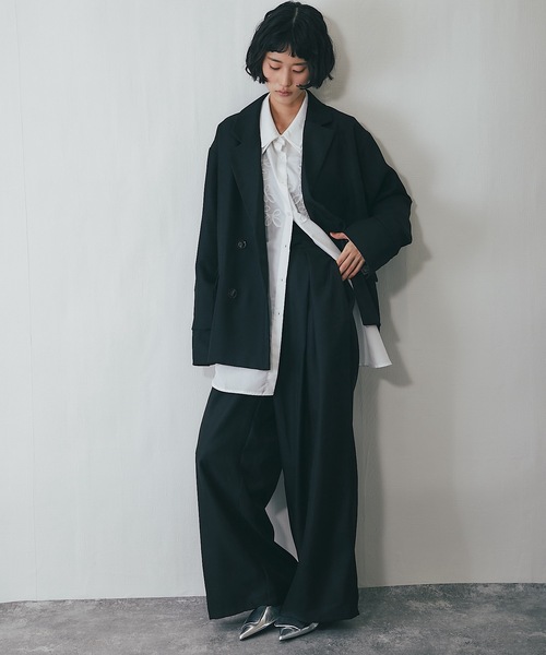 ANOTHER S（アナザーエス）の「セットアップ可ヘザーエステル袖折り返しジャケット（テーラードジャケット・レディース・ベージュ/ブラウン/ブラック・FREE）」の9枚目の写真