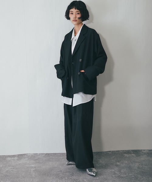 ANOTHER S（アナザーエス）の「セットアップ可ヘザーエステル袖折り返しジャケット（テーラードジャケット・レディース・ベージュ/ブラウン/ブラック・FREE）」の12枚目の写真