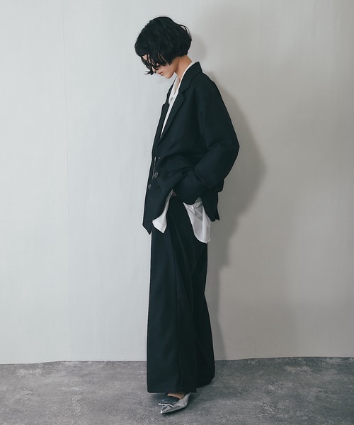 ANOTHER S（アナザーエス）の「セットアップ可ヘザーエステル袖折り返しジャケット（テーラードジャケット・レディース・ベージュ/ブラウン/ブラック・FREE）」の16枚目の写真