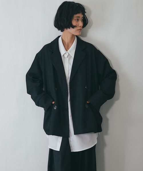 ANOTHER S（アナザーエス）の「セットアップ可ヘザーエステル袖折り返しジャケット（テーラードジャケット・レディース・ベージュ/ブラウン/ブラック・FREE）」の7枚目の写真