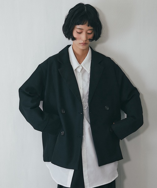 ANOTHER S（アナザーエス）の「セットアップ可ヘザーエステル袖折り返しジャケット（テーラードジャケット・レディース・ベージュ/ブラウン/ブラック・FREE）」の19枚目の写真