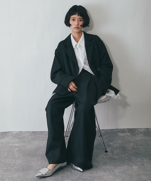 ANOTHER S（アナザーエス）の「セットアップ可ヘザーエステル袖折り返しジャケット（テーラードジャケット・レディース・ベージュ/ブラウン/ブラック・FREE）」の20枚目の写真