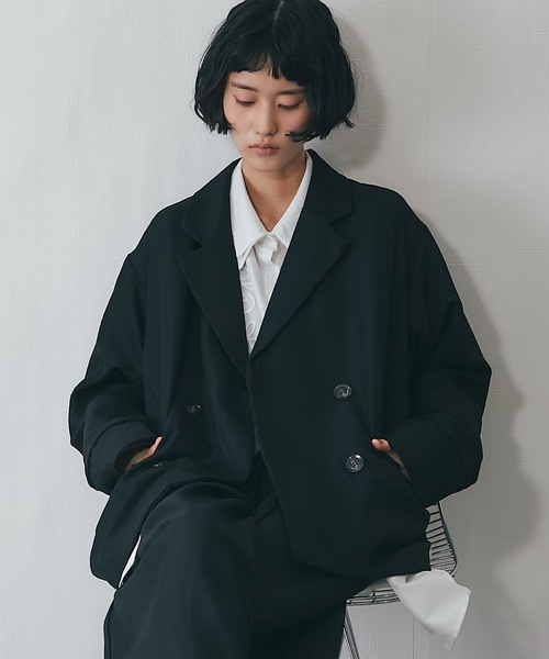 ANOTHER S（アナザーエス）の「セットアップ可ヘザーエステル袖折り返しジャケット（テーラードジャケット・レディース・ベージュ/ブラウン/ブラック・FREE）」の10枚目の写真