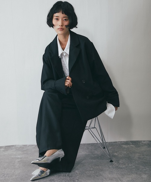 ANOTHER S（アナザーエス）の「セットアップ可ヘザーエステル袖折り返しジャケット（テーラードジャケット・レディース・ベージュ/ブラウン/ブラック・FREE）」の17枚目の写真