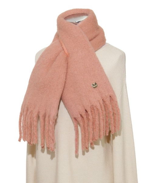 PAUL&JOE（ポールアンドジョー）の「ボリュームマフラー ”チェック 無地” ネコチャーム（マフラー・レディース・ネイビー/オフホワイト/ピンク/ブラウン/ライトグレー/ピンク系その他/ブラウン系その他/サックスブルー・FREE）」の7枚目の写真