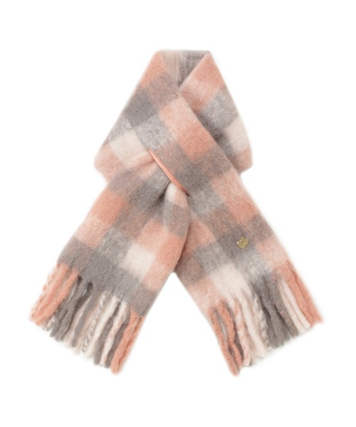 PAUL&JOE（ポールアンドジョー）の「ボリュームマフラー ”チェック 無地” ネコチャーム（マフラー・レディース・ネイビー/オフホワイト/ピンク/ブラウン/ライトグレー/ピンク系その他/ブラウン系その他/サックスブルー・FREE）」の18枚目の写真