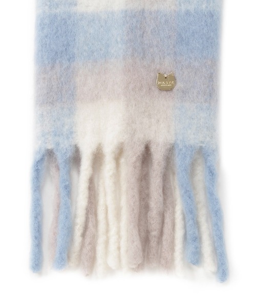 PAUL&JOE（ポールアンドジョー）の「ボリュームマフラー ”チェック 無地” ネコチャーム（マフラー・レディース・ネイビー/オフホワイト/ピンク/ブラウン/ライトグレー/ピンク系その他/ブラウン系その他/サックスブルー・FREE）」の13枚目の写真