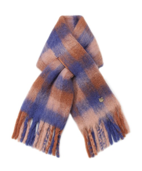 PAUL&JOE（ポールアンドジョー）の「ボリュームマフラー ”チェック 無地” ネコチャーム（マフラー・レディース・ネイビー/オフホワイト/ピンク/ブラウン/ライトグレー/ピンク系その他/ブラウン系その他/サックスブルー・FREE）」の15枚目の写真