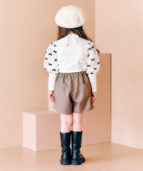 apres les cours（アプレレクール）の「【ジュニア対応】ハートポケットショートパンツ（その他パンツ・キッズ・ベージュ/インディゴブルー/チェック・90/100/110/120/80/130/140）」の5枚目の写真