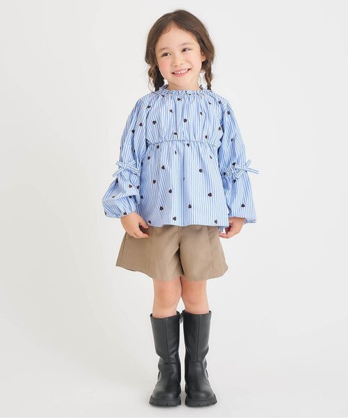 apres les cours（アプレレクール）の「【ジュニア対応】ハートポケットショートパンツ（その他パンツ・キッズ・ベージュ/インディゴブルー/チェック・90/100/110/120/80/130/140）」の7枚目の写真