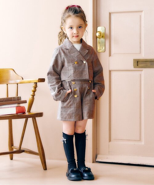 apres les cours（アプレレクール）の「【ジュニア対応】ハートポケットショートパンツ（その他パンツ・キッズ・ベージュ/インディゴブルー/チェック・90/100/110/120/80/130/140）」の9枚目の写真