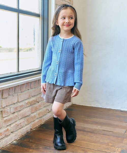 apres les cours（アプレレクール）の「【ジュニア対応】ハートポケットショートパンツ（その他パンツ・キッズ・ベージュ/インディゴブルー/チェック・90/100/110/120/80/130/140）」の13枚目の写真