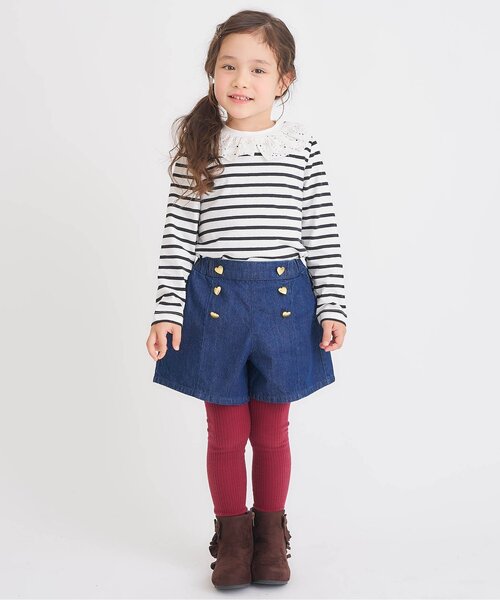 apres les cours（アプレレクール）の「【ジュニア対応】ハートポケットショートパンツ（その他パンツ・キッズ・ベージュ/インディゴブルー/チェック・90/100/110/120/80/130/140）」の16枚目の写真