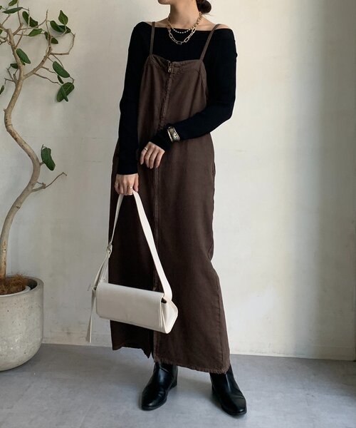 DouDou(ドゥドゥ)の「ボートネックリブニット(ニット/セーター・レディース・グレー/オフホワイト/ブラック/ブラウン/ボルドー・FREE)」の16枚目の写真