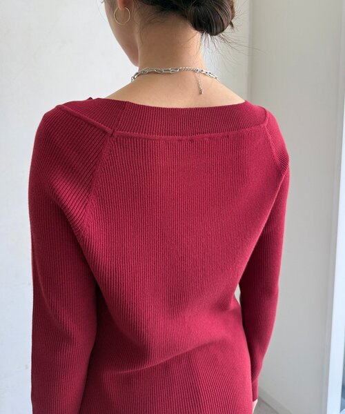 DouDou(ドゥドゥ)の「ボートネックリブニット(ニット/セーター・レディース・グレー/オフホワイト/ブラック/ブラウン/ボルドー・FREE)」の21枚目の写真