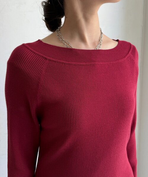 DouDou(ドゥドゥ)の「ボートネックリブニット(ニット/セーター・レディース・グレー/オフホワイト/ブラック/ブラウン/ボルドー・FREE)」の20枚目の写真