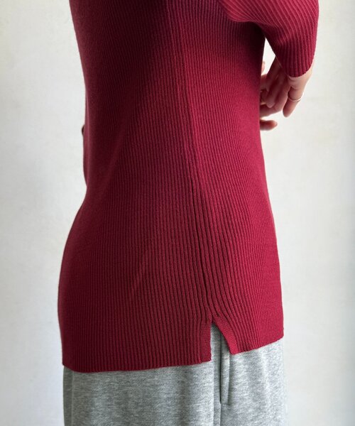DouDou(ドゥドゥ)の「ボートネックリブニット(ニット/セーター・レディース・グレー/オフホワイト/ブラック/ブラウン/ボルドー・FREE)」の17枚目の写真