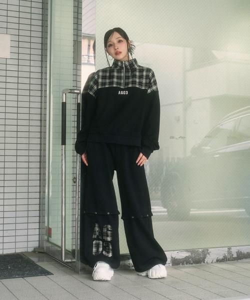 ANDGEEBEE（アンジービー）の「UNISEX チェックドッキングスウェット（スウェット・レディース・ブラック/ネイビー・FREE）」の6枚目の写真