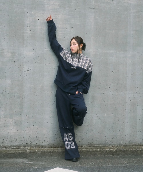 ANDGEEBEE（アンジービー）の「UNISEX チェックドッキングスウェット（スウェット・レディース・ブラック/ネイビー・FREE）」の12枚目の写真