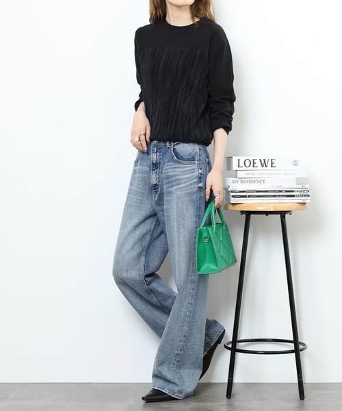 BRODIAEA(ブローディア)の「BRODIAEA 異素材切り替えプリーツプルオーバー(Tシャツ/カットソー・レディース・ブラック/ネイビー/カーキ・40)」の7枚目の写真