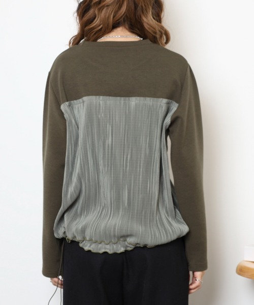 BRODIAEA(ブローディア)の「BRODIAEA 異素材切り替えプリーツプルオーバー(Tシャツ/カットソー・レディース・ブラック/ネイビー/カーキ・40)」の18枚目の写真