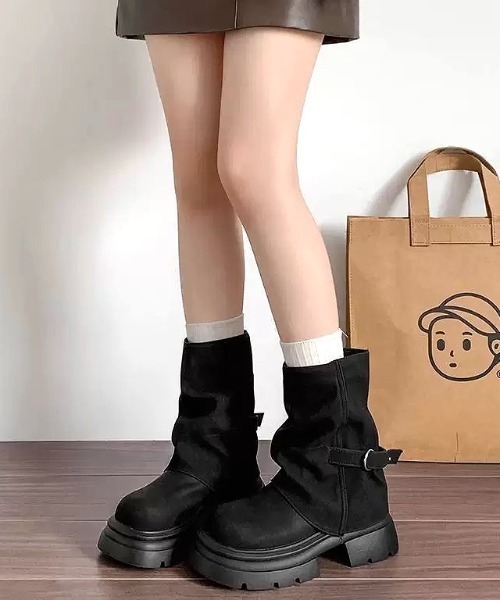 SHEENA(シーナ)の「バックルショートカバーブーツ(ブーツ・レディース・ブラック/モカ・24.5cm/24.0cm/23.5cm)」の21枚目の写真