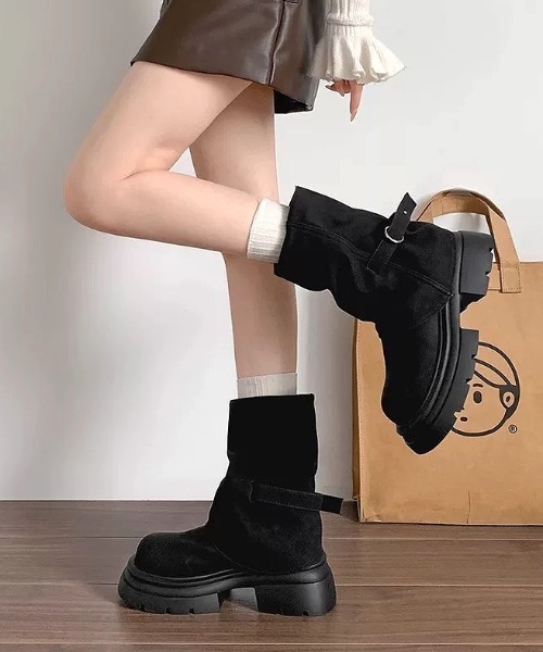 SHEENA(シーナ)の「バックルショートカバーブーツ(ブーツ・レディース・ブラック/モカ・24.5cm/24.0cm/23.5cm)」の22枚目の写真