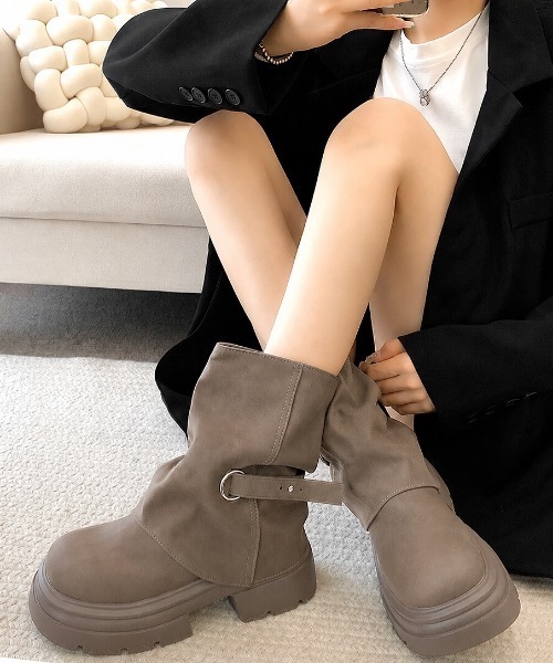 SHEENA(シーナ)の「バックルショートカバーブーツ(ブーツ・レディース・ブラック/モカ・24.5cm/24.0cm/23.5cm)」の12枚目の写真