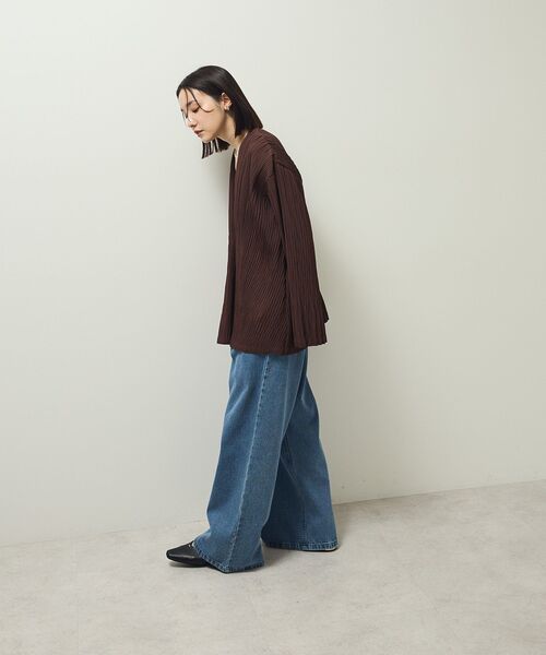 ELENCARE DUE（エレンカーレデュエ）の「・ELENCARE DUE プリーツノーカラージャケット（テーラードジャケット・レディース・グレイッシュベージュ/ブラック/ブラウン・FREE）」の5枚目の写真