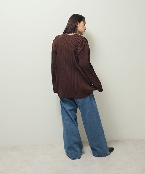 ELENCARE DUE（エレンカーレデュエ）の「・ELENCARE DUE プリーツノーカラージャケット（テーラードジャケット・レディース・グレイッシュベージュ/ブラック/ブラウン・FREE）」の6枚目の写真