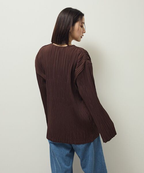 ELENCARE DUE（エレンカーレデュエ）の「・ELENCARE DUE プリーツノーカラージャケット（テーラードジャケット・レディース・グレイッシュベージュ/ブラック/ブラウン・FREE）」の10枚目の写真