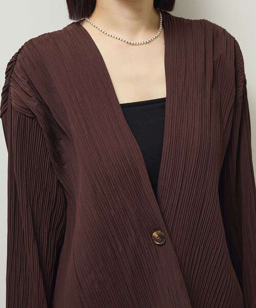 ELENCARE DUE（エレンカーレデュエ）の「・ELENCARE DUE プリーツノーカラージャケット（テーラードジャケット・レディース・グレイッシュベージュ/ブラック/ブラウン・FREE）」の11枚目の写真