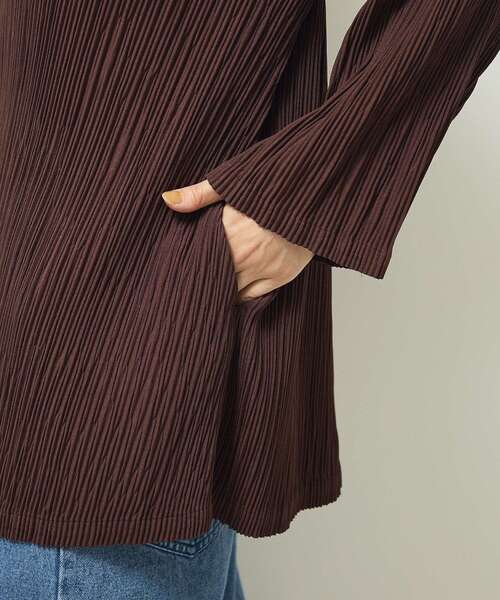 ELENCARE DUE（エレンカーレデュエ）の「・ELENCARE DUE プリーツノーカラージャケット（テーラードジャケット・レディース・グレイッシュベージュ/ブラック/ブラウン・FREE）」の13枚目の写真