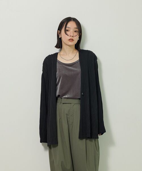 ELENCARE DUE（エレンカーレデュエ）の「・ELENCARE DUE プリーツノーカラージャケット（テーラードジャケット・レディース・グレイッシュベージュ/ブラック/ブラウン・FREE）」の17枚目の写真