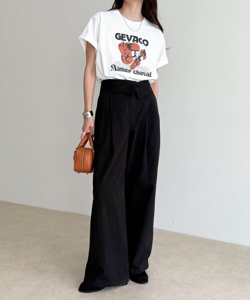 fredy emue(フレディエミュ)の「【GEVACO/ゲバコ】フロントプリントTシャツ(Tシャツ/カットソー・レディース・ブラウン/ネイビー/オフホワイト・38)」の17枚目の写真