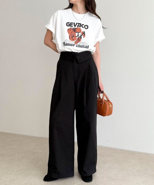 fredy emue(フレディエミュ)の「【GEVACO/ゲバコ】フロントプリントTシャツ(Tシャツ/カットソー・レディース・ブラウン/ネイビー/オフホワイト・38)」の18枚目の写真