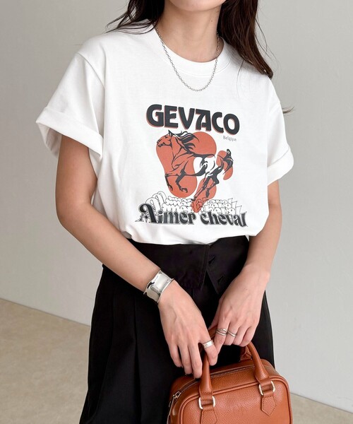fredy emue(フレディエミュ)の「【GEVACO/ゲバコ】フロントプリントTシャツ(Tシャツ/カットソー・レディース・ブラウン/ネイビー/オフホワイト・38)」の20枚目の写真
