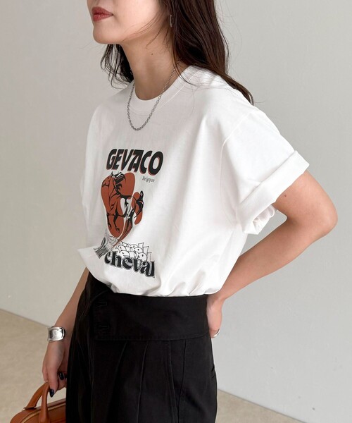 fredy emue(フレディエミュ)の「【GEVACO/ゲバコ】フロントプリントTシャツ(Tシャツ/カットソー・レディース・ブラウン/ネイビー/オフホワイト・38)」の21枚目の写真