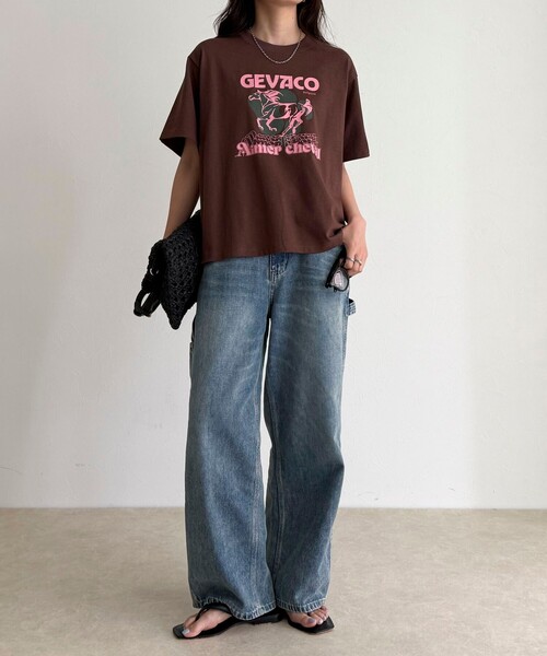 fredy emue(フレディエミュ)の「【GEVACO/ゲバコ】フロントプリントTシャツ(Tシャツ/カットソー・レディース・ブラウン/ネイビー/オフホワイト・38)」の6枚目の写真