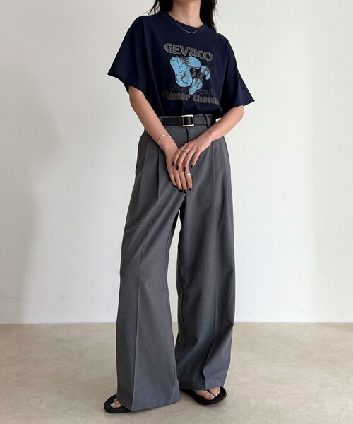 fredy emue(フレディエミュ)の「【GEVACO/ゲバコ】フロントプリントTシャツ(Tシャツ/カットソー・レディース・ブラウン/ネイビー/オフホワイト・38)」の13枚目の写真