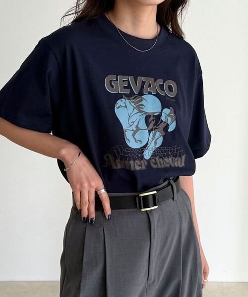 fredy emue(フレディエミュ)の「【GEVACO/ゲバコ】フロントプリントTシャツ(Tシャツ/カットソー・レディース・ブラウン/ネイビー/オフホワイト・38)」の14枚目の写真