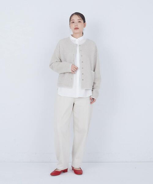 ADIEU TRISTESSE(アデュートリステス)の「ラメ×アルパカウールラーベン柄カーディガン(カーディガン/ボレロ・レディース・ベージュ/ネイビー・FREE)」の4枚目の写真