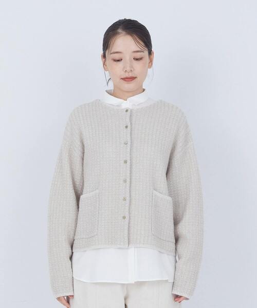 ADIEU TRISTESSE(アデュートリステス)の「ラメ×アルパカウールラーベン柄カーディガン(カーディガン/ボレロ・レディース・ベージュ/ネイビー・FREE)」の8枚目の写真