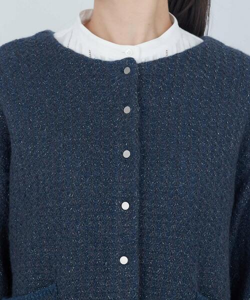 ADIEU TRISTESSE(アデュートリステス)の「ラメ×アルパカウールラーベン柄カーディガン(カーディガン/ボレロ・レディース・ベージュ/ネイビー・FREE)」の18枚目の写真