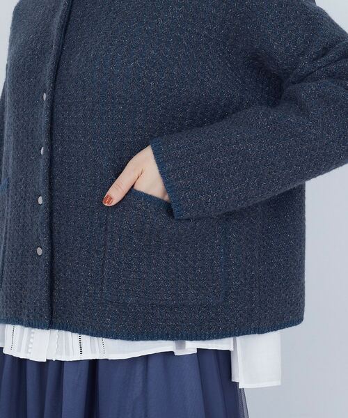 ADIEU TRISTESSE(アデュートリステス)の「ラメ×アルパカウールラーベン柄カーディガン(カーディガン/ボレロ・レディース・ベージュ/ネイビー・FREE)」の20枚目の写真