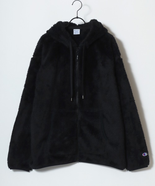 Champion（チャンピオン）の「Champion/チャンピオン SHERPA FLEECE ZIP HOODED JACKET/シェルパフリース ロゴ ワンポイント刺繍 ジップアップパーカー/ボアフリースジャケット/ブルゾン/レディース メンズ（ブルゾン・メンズ・ブラック/オリーブ/ネイビー・M/L/XL）」の7枚目の写真