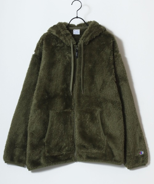 Champion（チャンピオン）の「Champion/チャンピオン SHERPA FLEECE ZIP HOODED JACKET/シェルパフリース ロゴ ワンポイント刺繍 ジップアップパーカー/ボアフリースジャケット/ブルゾン/レディース メンズ（ブルゾン・メンズ・ブラック/オリーブ/ネイビー・M/L/XL）」の8枚目の写真