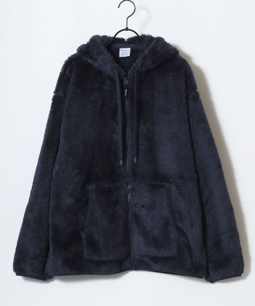 Champion（チャンピオン）の「Champion/チャンピオン SHERPA FLEECE ZIP HOODED JACKET/シェルパフリース ロゴ ワンポイント刺繍 ジップアップパーカー/ボアフリースジャケット/ブルゾン/レディース メンズ（ブルゾン・メンズ・ブラック/オリーブ/ネイビー・M/L/XL）」の9枚目の写真