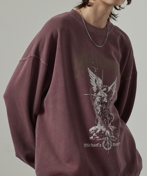 Alfred Alex(アルフレッドアレックス)の「【Alfred Alex】ヴィンテージ加工ピグメント アソートグラフィックオーバーサイズスウェット(スウェット・メンズ・ダークブラウン/ブラック系/ワイン/ブラック/ブルー/ブラック系2・L/M)」の6枚目の写真