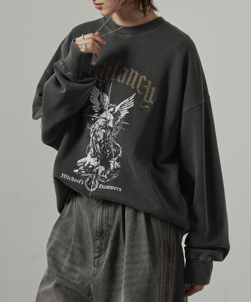 Alfred Alex(アルフレッドアレックス)の「【Alfred Alex】ヴィンテージ加工ピグメント アソートグラフィックオーバーサイズスウェット(スウェット・メンズ・ダークブラウン/ブラック系/ワイン/ブラック/ブルー/ブラック系2・L/M)」の12枚目の写真